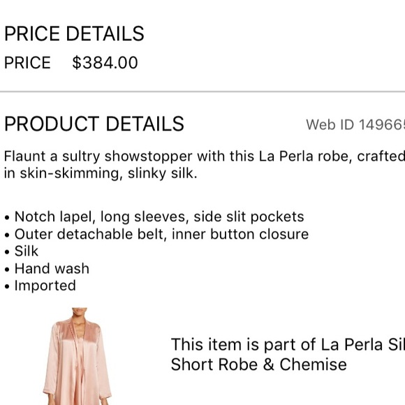 NWT LA PERLA SHORT SILK ROBE - Picture 4 of 4